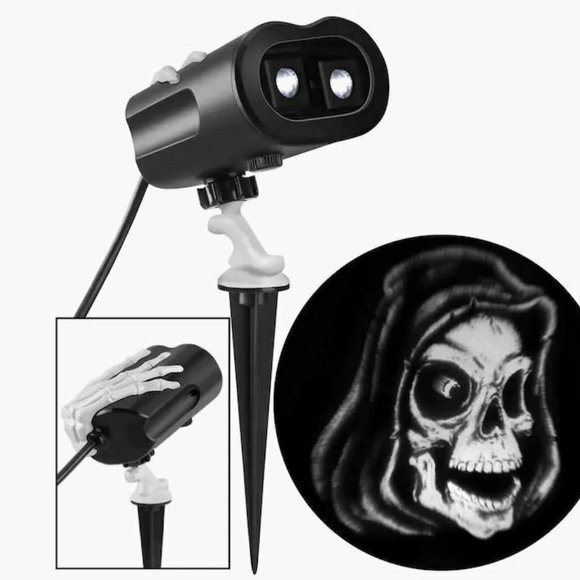 GrimMotion Projector Animated Moving Eye Skeleton Halloween Gemmy LED Light Show - Picture 2 of 3